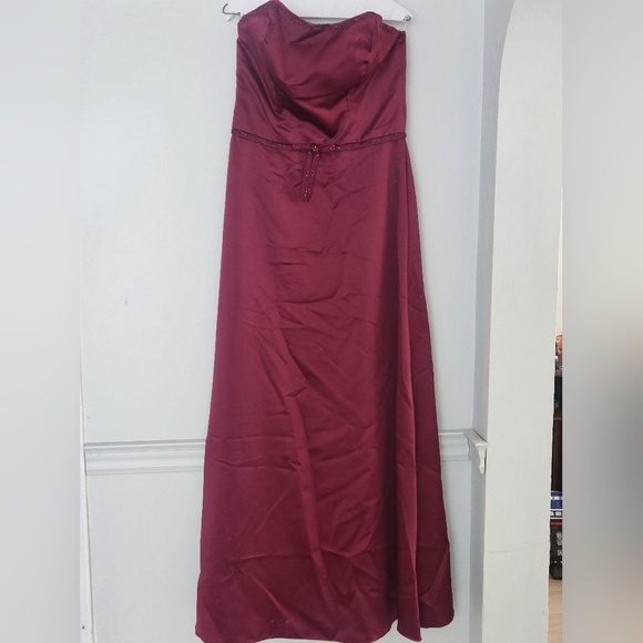 Mori Lee Dresses & Skirts - Mori Lee Womens Strapless Dress Size 13/14 Claret/Wine Bridesmaid Formal Prom